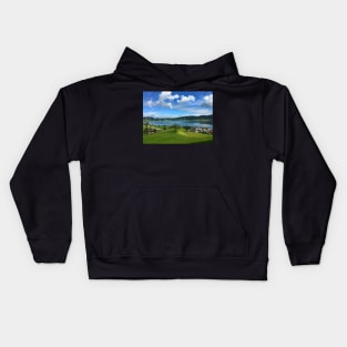 View on a lake and village in Switzerland Kids Hoodie